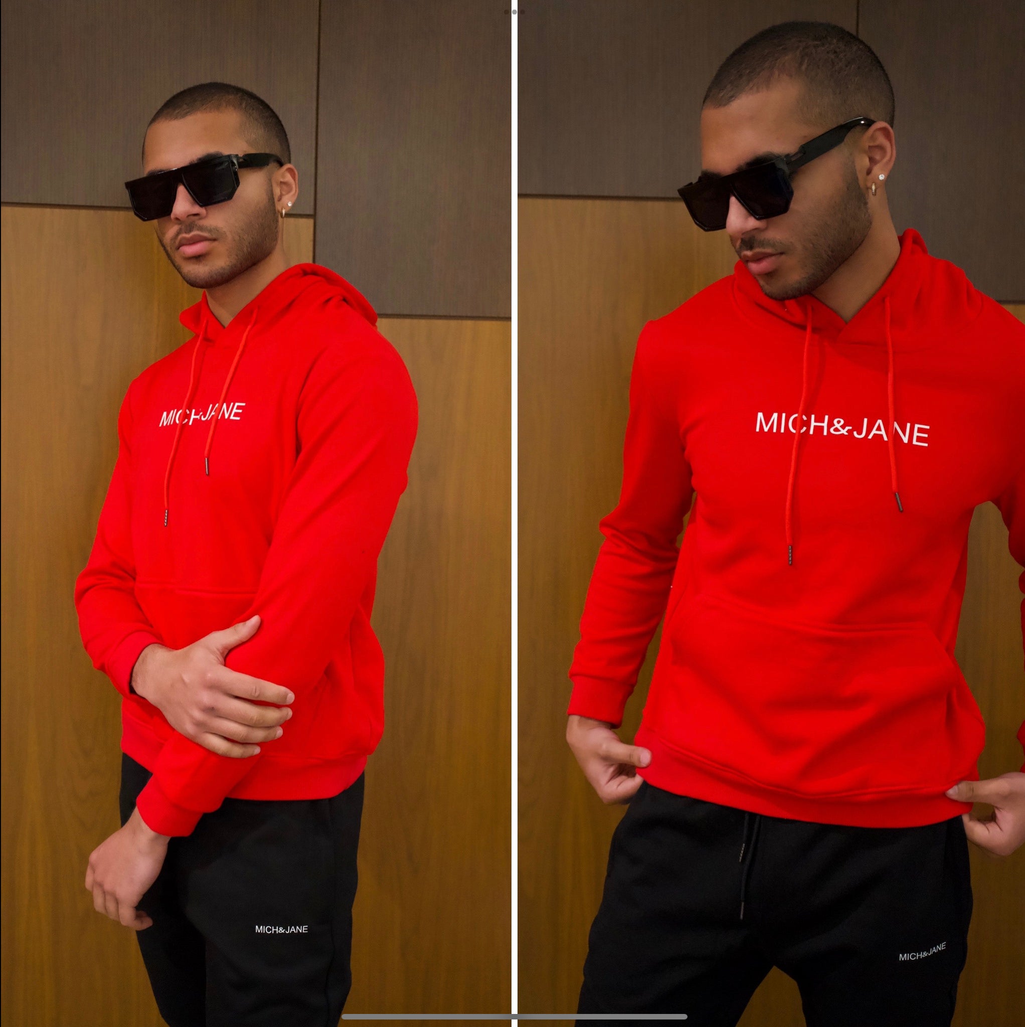 RED SLIM FIT SIGNATURE HOODIE MICH JANE